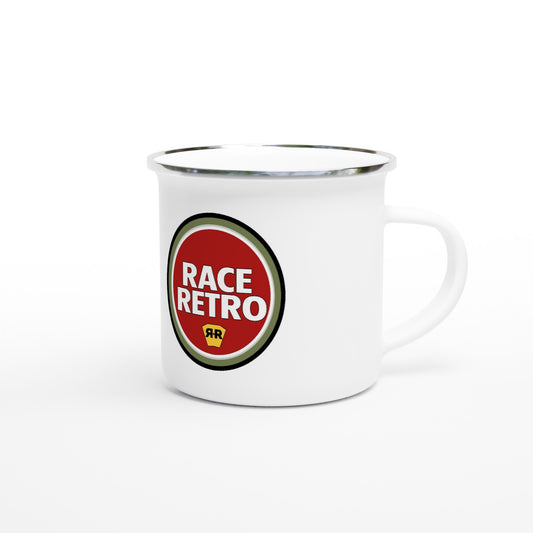 Race & Retro Lucky Kev White 12oz Enamel Mug